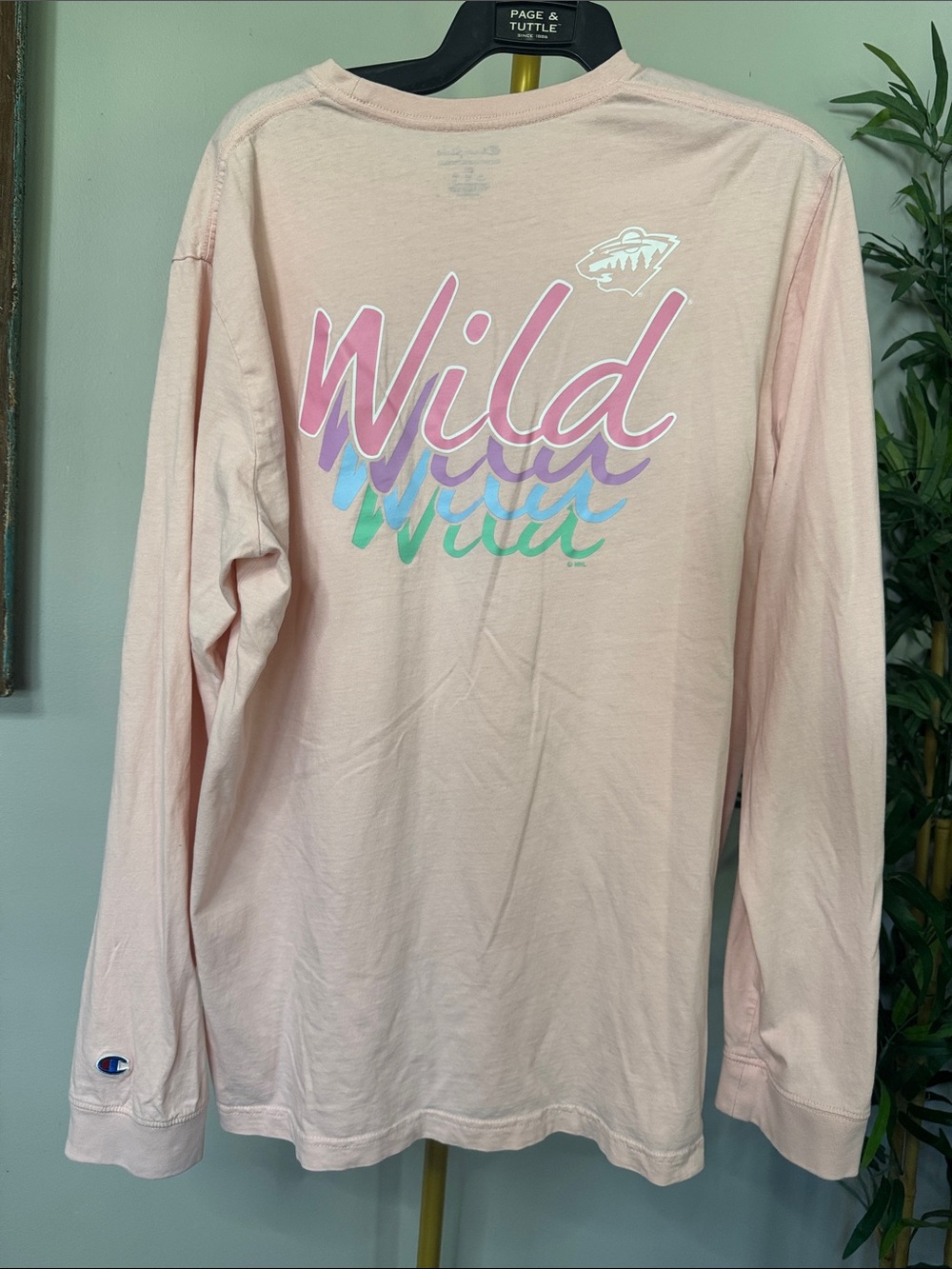 Champion Pink Long-Sleeve NHL Minnesota 'Wild' Graphic Tee